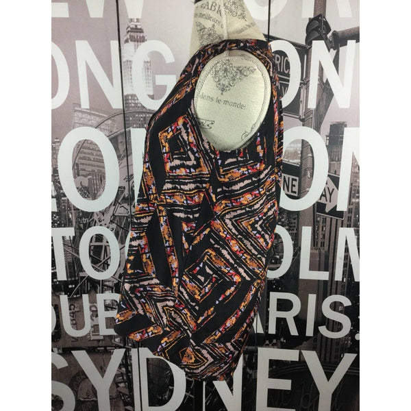 Love Notes Black Orange Sleeveless Top Size Medium