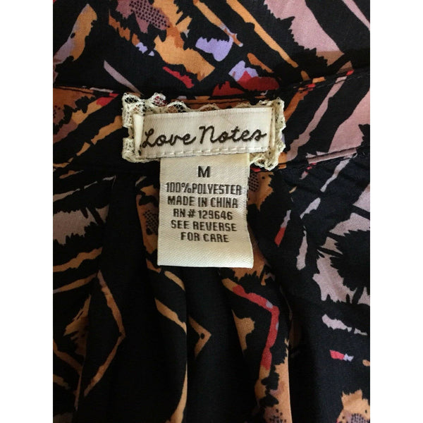 Love Notes Black Orange Sleeveless Top Size Medium
