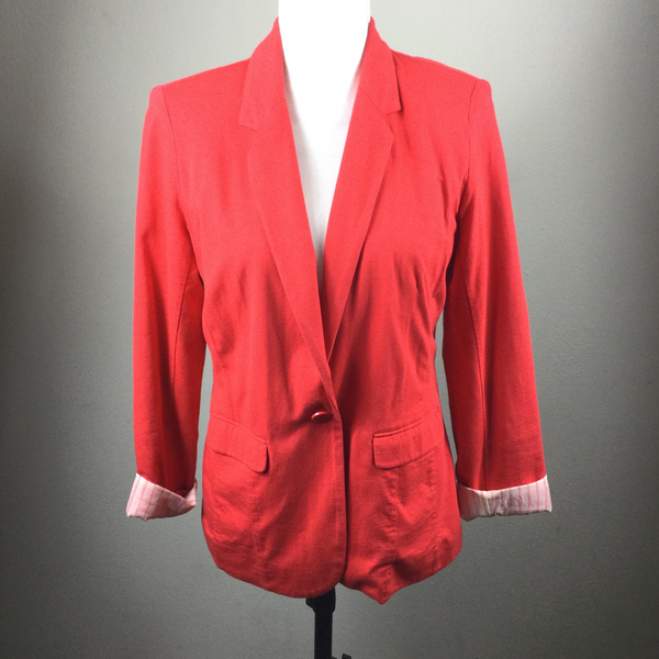 Company Ellen Tracy Coral Red Blazer Size Medium