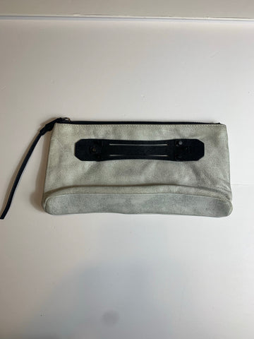 She & Lo Silver Gray Leather Clutch