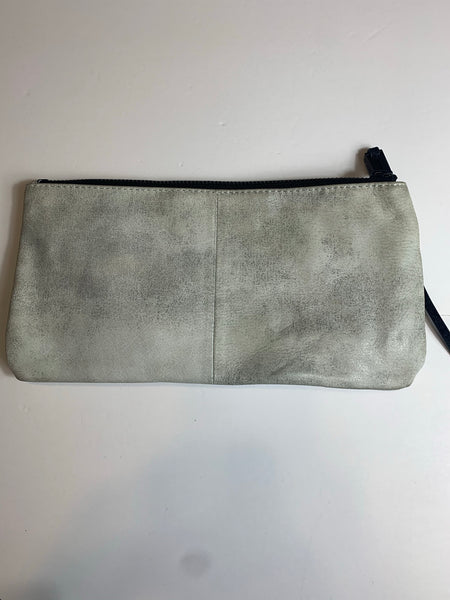She & Lo Silver Gray Leather Clutch