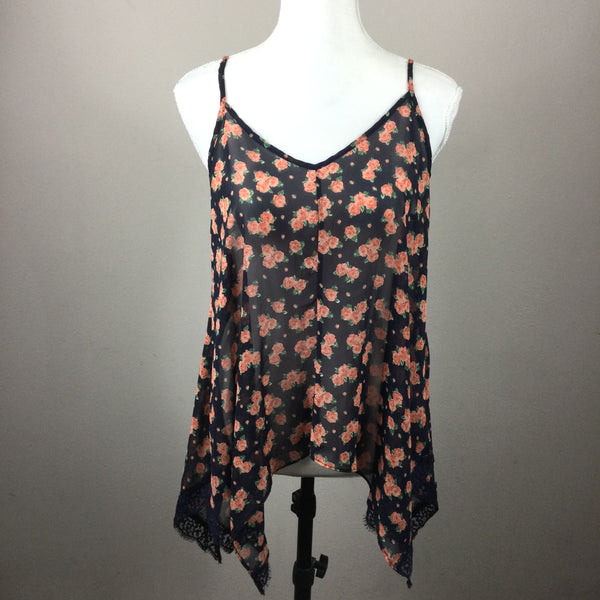Soprano Semi Sheet Floral Tank Top Size Medium
