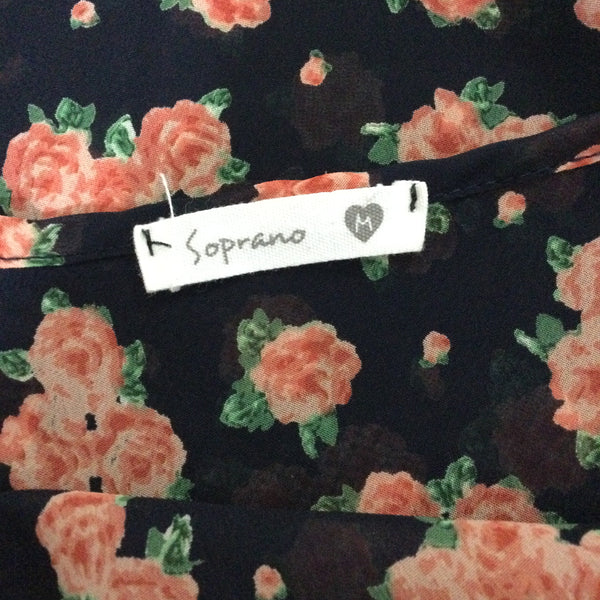 Soprano Semi Sheet Floral Tank Top Size Medium