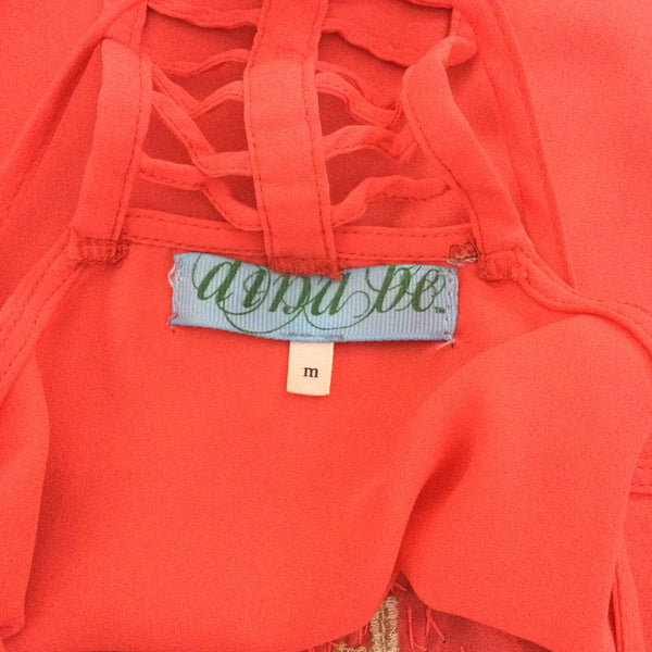 Dina Be Coral Pink Embellished Tank Top Size Medium