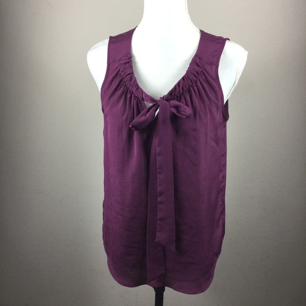 Ann Taylor LOFT Purple Pussy Bow Sleeveless Blouse