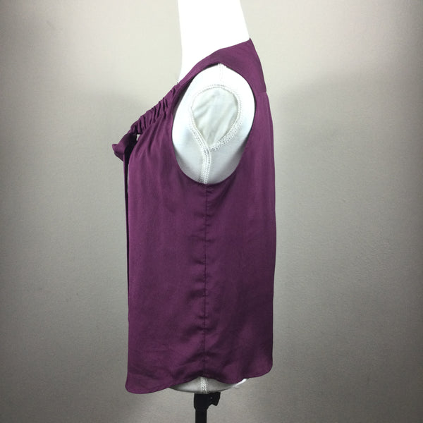 Ann Taylor LOFT Purple Pussy Bow Sleeveless Blouse