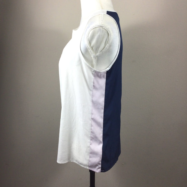 Banana Republic White Blue Color Block Blouse