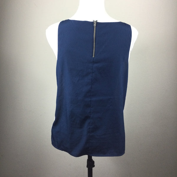 Banana Republic White Blue Color Block Blouse