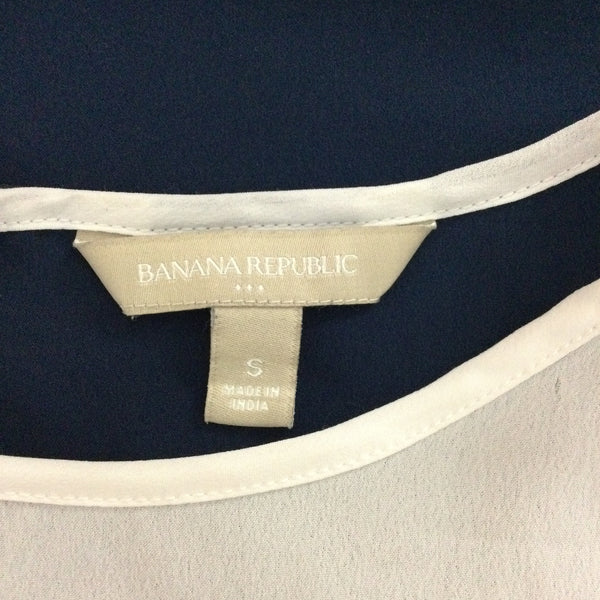 Banana Republic White Blue Color Block Blouse