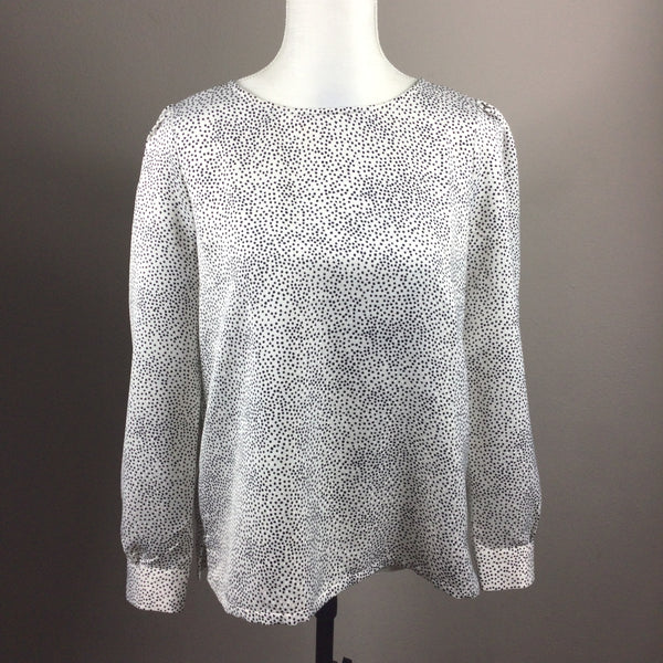 LOFT Black White Polka Dot Long Sleeve Blouse Size M
