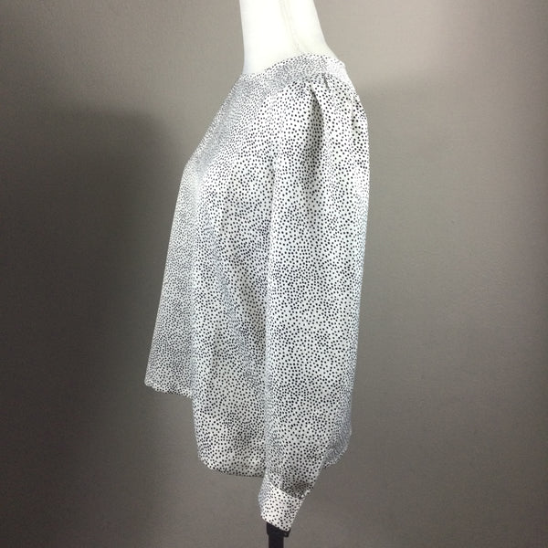 LOFT Black White Polka Dot Long Sleeve Blouse Size M