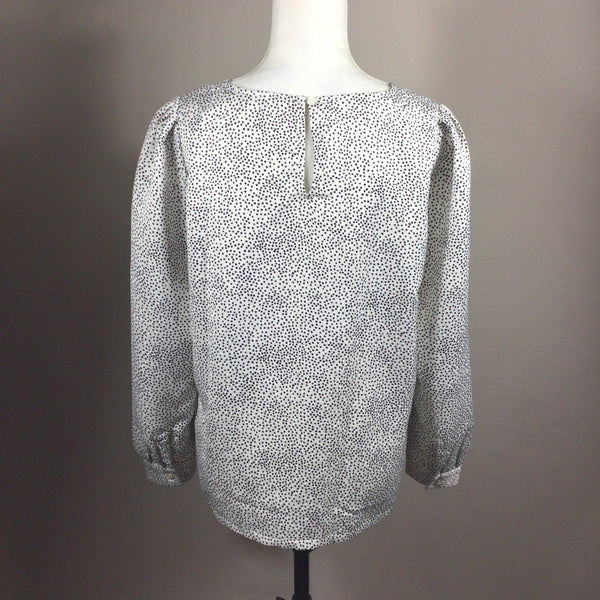 LOFT Black White Polka Dot Long Sleeve Blouse Size M