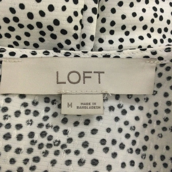 LOFT Black White Polka Dot Long Sleeve Blouse Size M