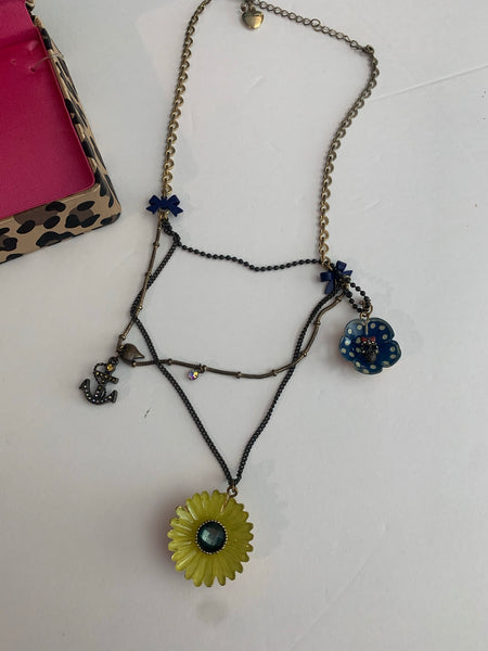 Betsey Johnson Nautical Floral Layered Necklace