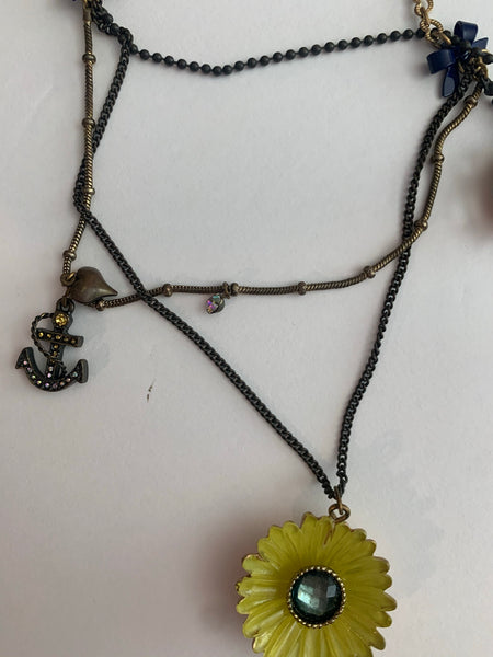 Betsey Johnson Nautical Floral Layered Necklace