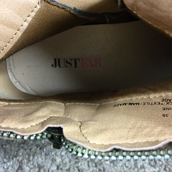 Just Fab Tan Zipper Booties