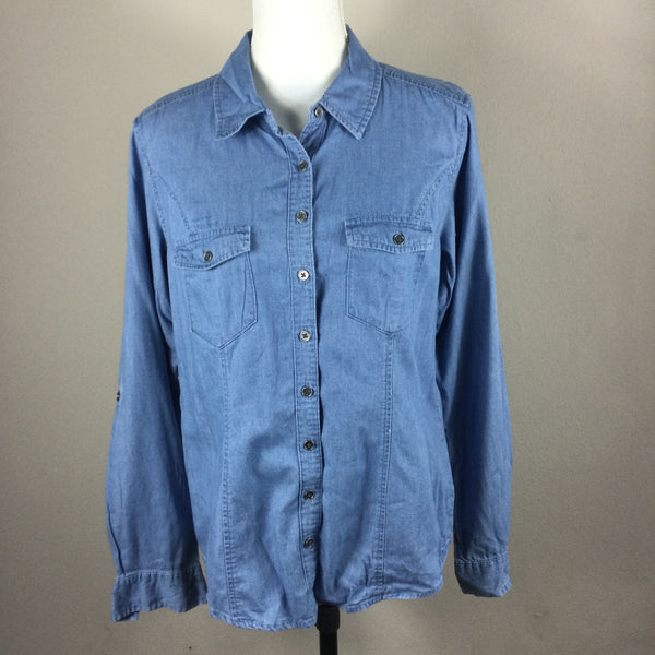 Style & Co Blue Denim Button Down Top
