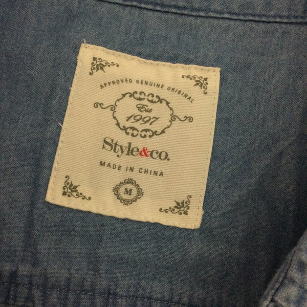 Style & Co Blue Denim Button Down Top