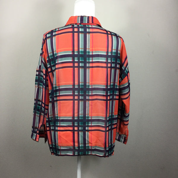 Bershka semi sheet plaid blouse