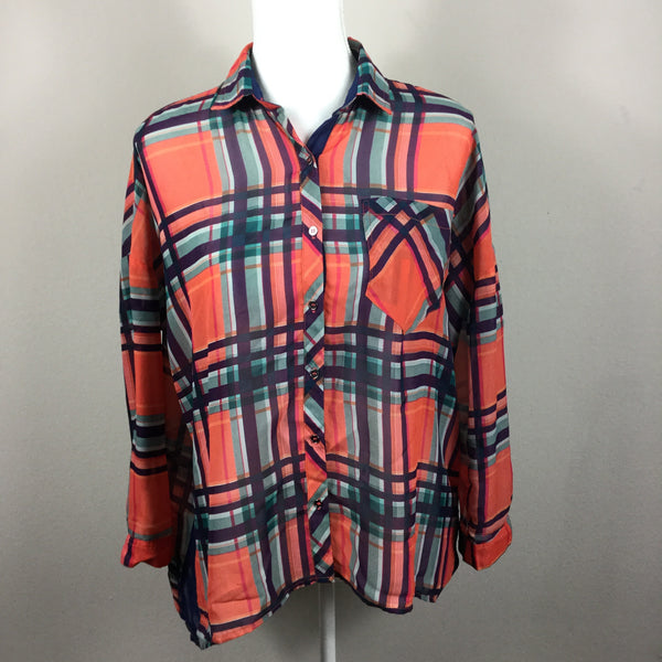 Bershka semi sheet plaid blouse