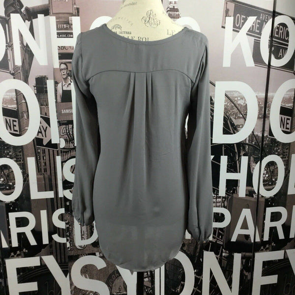 Xhilaration Gray Long Sleeve High Low Tunic Blouse Size Medium
