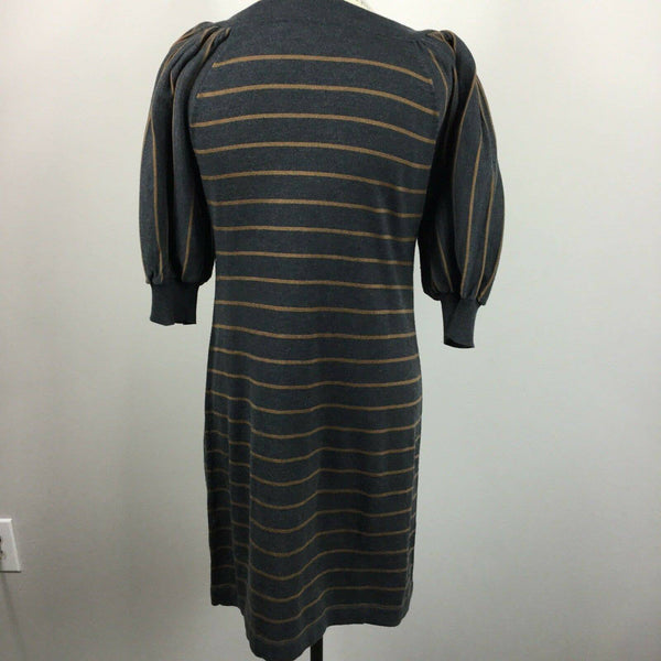New Directions Womans Gray Brown Knit 3/4 Sleeve Front Pocket Dress Size Medium