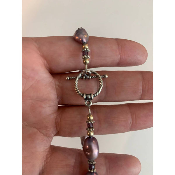 Purple Silver Beaded Bracelet
