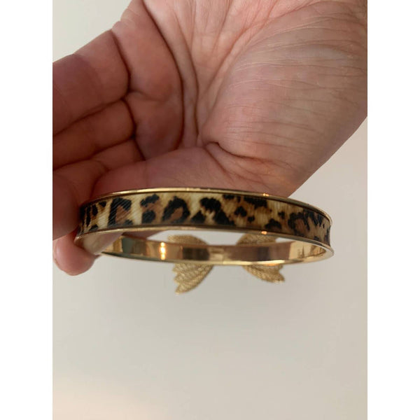 Gold Animal Print Bow Bangle Bracelet