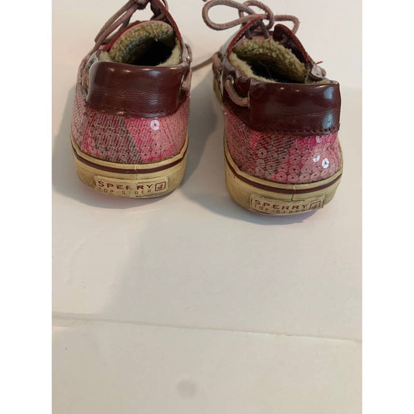 Sperry Pink Sequin Lace Up Boat Shoes