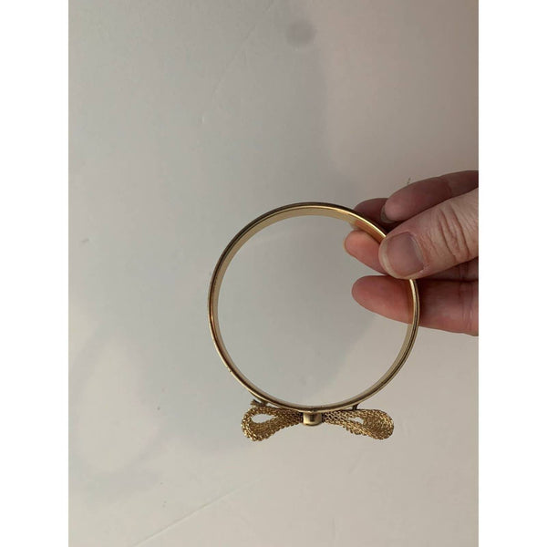Gold Animal Print Bow Bangle Bracelet