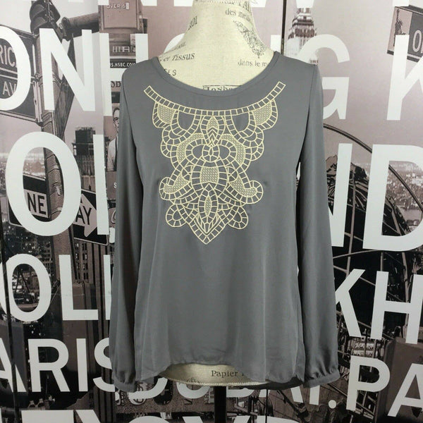 Xhilaration Gray Long Sleeve High Low Tunic Blouse Size Medium