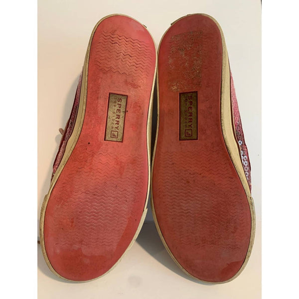 Sperry Pink Sequin Lace Up Boat Shoes