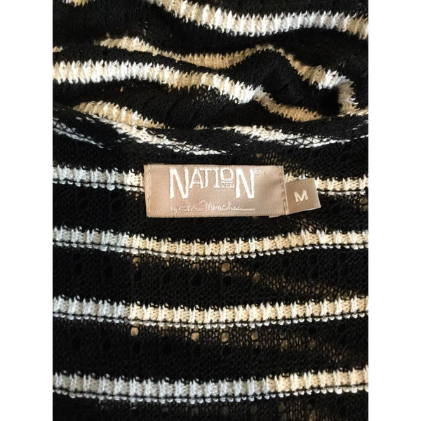 Nation Ltd Medium Black White Striped Sweater Dress Bodycon