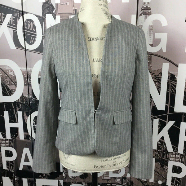 Worthington Gray Striped Rayon Blend Womans Blazer Size 4