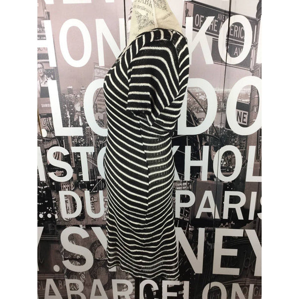 Nation Ltd Medium Black White Striped Sweater Dress Bodycon