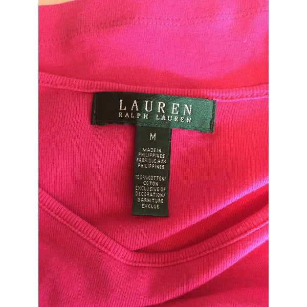 Ralph Lauren Pink Shoulder Tie Knit Top Size Small