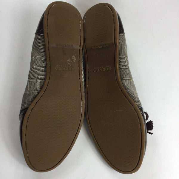 Sperry Top Sider Womans Plaid Loafer Tassel Slip Ons Brown Size 7.5
