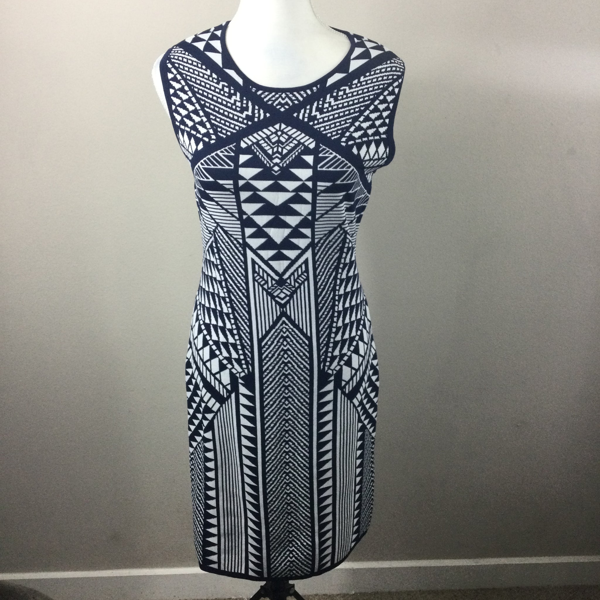 Carmen Marc Valvo Geometric Knit Dress