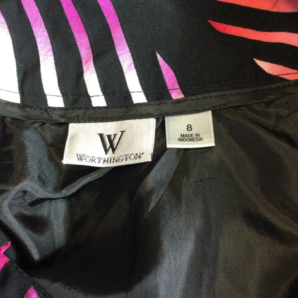 Worthington Full A lined Pink Black Skirt