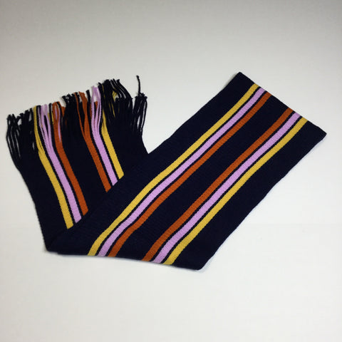 Navy fringe knit scarf
