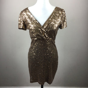 Honey Punch Gold Sequin Cocktail Dress