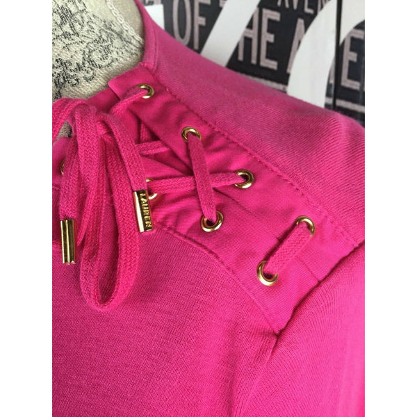Ralph Lauren Pink Shoulder Tie Knit Top Size Small