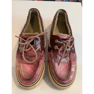 Sperry Pink Sequin Lace Up Boat Shoes