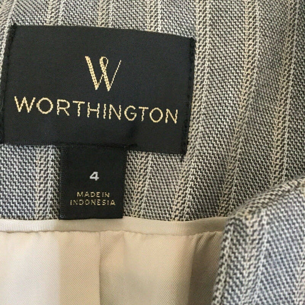 Worthington Gray Striped Rayon Blend Womans Blazer Size 4